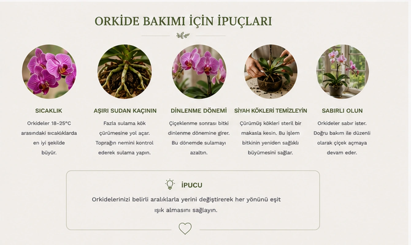 Uzun çiçek sapı üzerinde sıra sıra açmış beyaz orkide çiçekleri